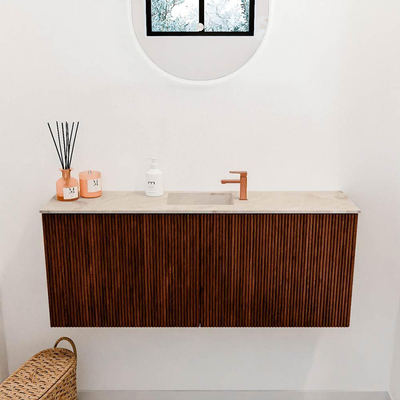 Mondiaz JOYA-DLUX 100cm toiletmeubel - kleur Ruby - Wastafel FAYE positie Midden 1 kraangat kleur Frappe.