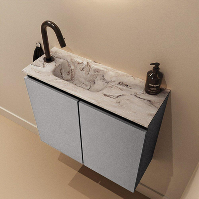 MONDIAZ TURE-DLUX 60cm toiletmeubel Plata. EDEN wastafel Glace positie links. Met 1 kraangat.