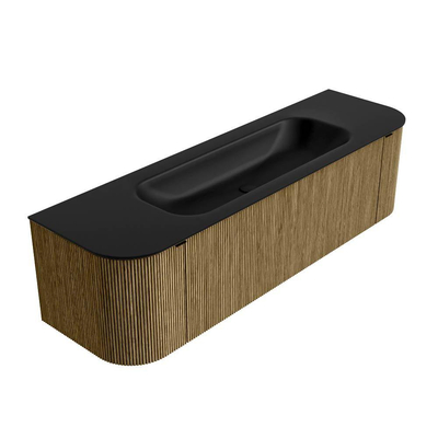Mondiaz KURVE Badkamermeubelset - 160x46x40cm - 1 lade - 2 deuren - wastafel solid surface - midden - 1 kraangat - Dusk