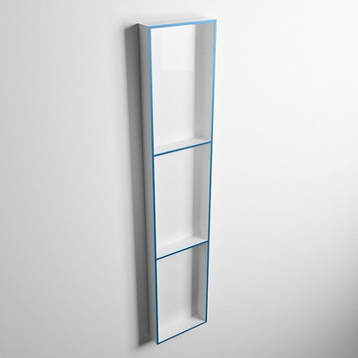 Mondiaz Easy nis 29.5x149.5x8cm voor Inbouw/opbouw 3 open vakken Solid surface Talc/Jeans