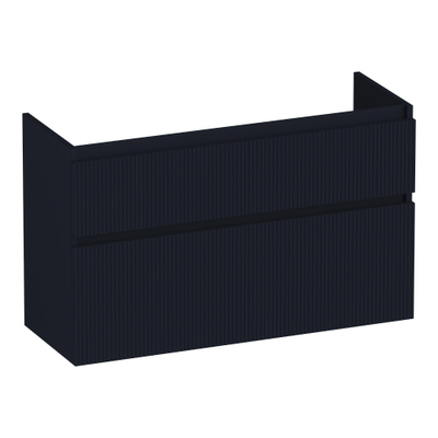 BRAUER Delight Wavy wastafelonderkast ondiep 100 2 softclose lades - greeploos - 1 sifon uitsparing - mat zwart