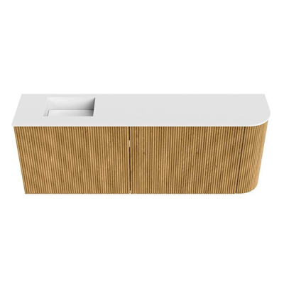 Mondiaz JOYA 111.6cm toiletmeubel - ronding rechts kleur Oak - Wastafel FAYE positie Links 1 kraangat kleur Talc.