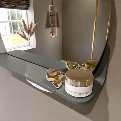 Mondiaz SPOT Miroir de salle de bains - rond 50cm - tablette miroir - couleur Smoke