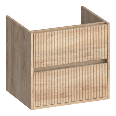 BRAUER Adore Wavy wastafelonderkast 60 2 softclose lades - greeploos - 1 sifon uitsparing - Forest Wheat