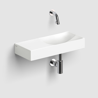 Clou Vale céramique lave-mains 45x19x7cm pré-percé trou de robinet à gauche Blanc mat