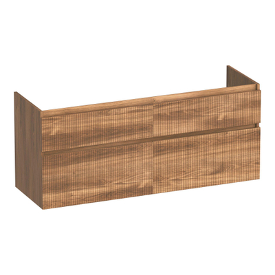 BRAUER Delight Wavy wastafelonderkast 140 4 softclose lades - greeploos - 2 sifon uitsparingen - Honey
