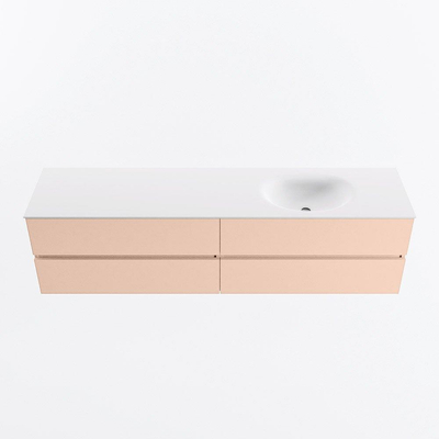 MONDIAZ Vica Badkamermeubelset - 190cm - onderkast rosee - 4 lades - wastafel moon rechts - zonder kraangaten - 60cm hoge versie - talc