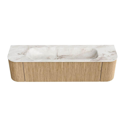 MONDIAZ KURVE-DLUX 170cm Meuble salle de bain avec module 25 G et D - couleur Oak - 1 tiroir - 2 portes - vasque BIG LARGE centre - 1 trou de robinet - couleur Frappe