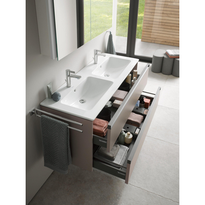 Duravit Ketho 2 meuble sous-lavabo avec 2 tiroirs pour double lavabo 128x48x55cm avec poignées basalte anthracite mat