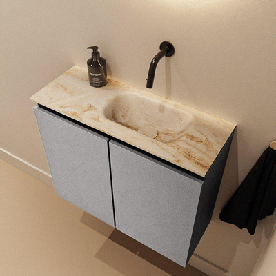 MONDIAZ TURE-DLUX 60cm toiletmeubel Plata. EDEN wastafel Frappe positie rechts. Zonder kraangat.