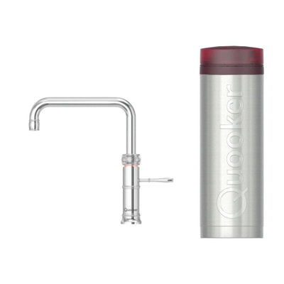 Quooker BE Classic Fusion Square kokendwaterkraan - draaibare uitloop - PRO3 reservoir - Warm / kokend water - Chroom
