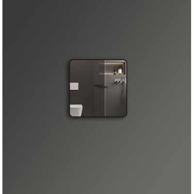 Saniclass Retro Line 2.0 Square Spiegel - 80x80cm - vierkant - afgerond - frame - mat zwart