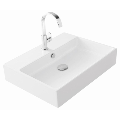 Thebalux Type Quadro Vasque 62x46x12cm 1 trou de robinet avec vasque rectangulaire céramique blanc mat