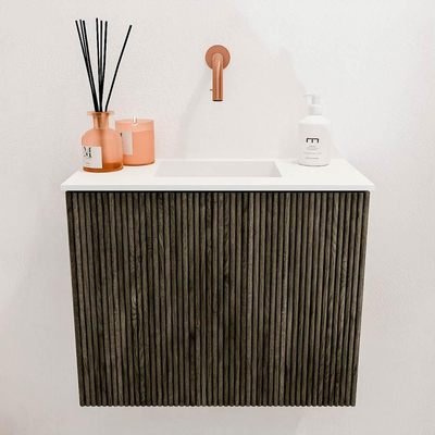 Mondiaz JOYA 50cm toiletmeubel - kleur Shadow - Wastafel FAYE positie Midden Zonder kraangat kleur Talc.