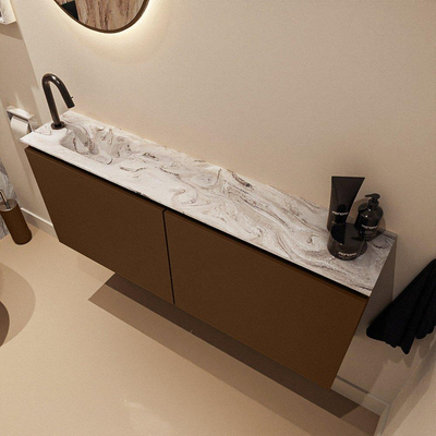 MONDIAZ TURE-DLUX 120cm toiletmeubel Rust. EDEN wastafel Glace positie links. Met 1 kraangat.