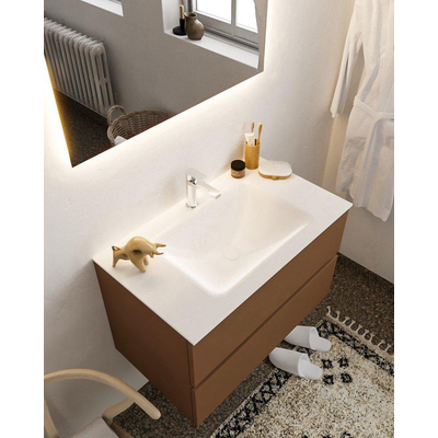 ENSEMBLE DE MEUBLE MONDIAZ VICA - 80cm - 2 tiroirs - lavabo Cloud central - 1 trou de robinet - solid surface rouille