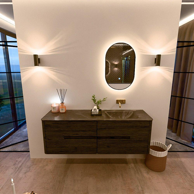 Mondiaz CIRO-DLUX Badkamermeubelset - 150x45x50cm - Solid surface wastafel Lava - 1 wasbak Rechts - zonder kraangaten - 4 lades - Shadow