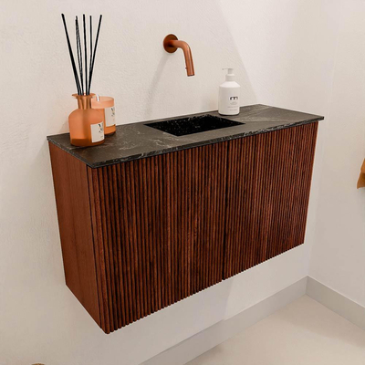 Mondiaz JOYA-DLUX 70cm toiletmeubel - kleur Ruby - Wastafel FAYE positie Midden Zonder kraangat kleur Lava.