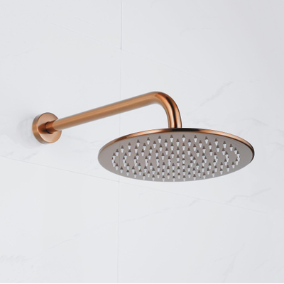 Fortifura Calvi Tête de Douche - 25cm - ronde - bras mural 35cm - cuivre