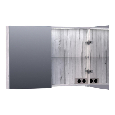 BRAUER Dual Spiegelkast - 100x70x15cm - 2 links- rechtsdraaiende spiegeldeur - MFC - Birch