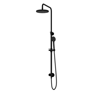 Hotbath Cobber M438 regendoucheset met omstel en 150cm doucheslang met 20cm ronde hoofddouche ronde handdouche zwart mat OUTLETSTORE