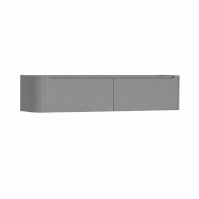 H&R Badmeubelen Juice Wastafelonderkast - 180x45x40cm - linkerhoek afgerond - 2 lades - geïntegreerde greep - stone grey