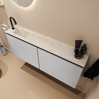 MONDIAZ TURE-DLUX 120cm toiletmeubel Plata. EDEN wastafel Opalo positie links. Met 1 kraangat.