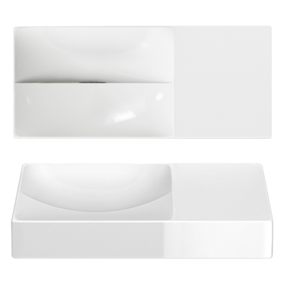 Clou Vale céramique lave-mains 45x19x7cm pré-percé trou de robinet à droite Blanc brillant