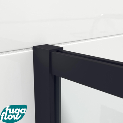 FugaFlow Efficiente Vetro inloopdouche badkamer - 90x200cm - veiligheidsglas - rook glas - mat zwarte lijst rondom - anti kalk