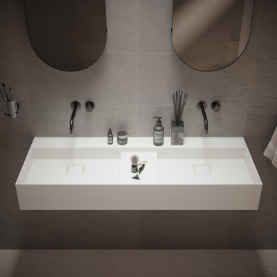 Ideavit SolidBliss Wastafel 120x45x16cm 0 kraangaten Solid surface mat wit
