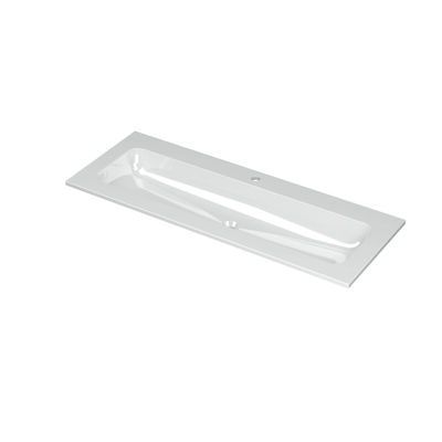 Ink aspekt lavabo 120x1,5x45cm 1 trou pour robinet évier porcelaine blanc brillant
