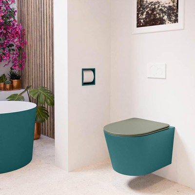 MONDIAZ LAVIE WC suspendu - 36x53cm - sans bride - Army (vert) - softclose - quick-release - abattant WC - Smag (bleu)