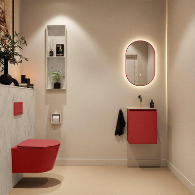 MONDIAZ TURE-DLUX 40cm toiletmeubel Fire. EDEN wastafel Opalo positie midden. Zonder kraangat.