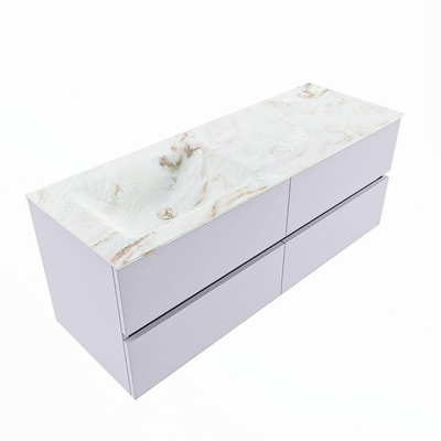 MONDIAZ VICA-DLUX Ensemble meuble de salle de bains - 130cm - meuble bas Cale - 4 tiroirs - lavabo encastré Cloud gauche - 1 trou de robinet - version haute 60cm - Frappe