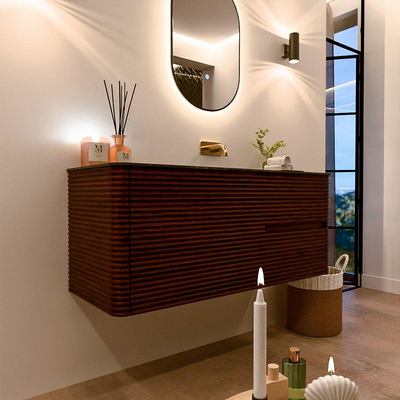 Mondiaz CIRO-DLUX Badkamermeubelset - 120x45x50cm - Solid surface wastafel Lava - 1 wasbak Rechts - zonder kraangaten - 2 lades - Ruby