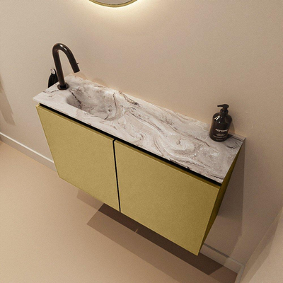 MONDIAZ TURE-DLUX Meuble WC 80 cm Oro. EDEN lavabo Glace position à gauche. Avec 1 trou de robinet.