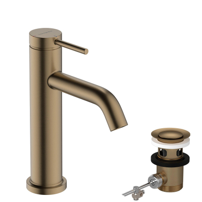 Hansgrohe Tecturis s Eengreeps wastafelkraan - 110 - coolstart - met PopUp - trekwaste - geborsteld brons
