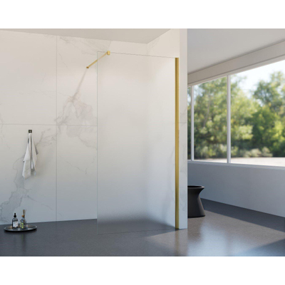 Fortifura Galeria Douche à l'italienne - 80x200cm - verre satiné - Laiton brossé