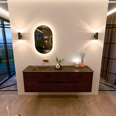 Mondiaz CIRO-DLUX Badkamermeubelset - 160x45x50cm - Solid surface wastafel Lava - 1 wasbak Links - zonder kraangaten - 4 lades - Ruby