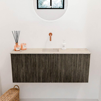 Mondiaz JOYA-DLUX 100cm meuble de salle de bains - couleur Shadow - Vasque FAYE position Milieu Sans trou de robinet couleur Frappe.