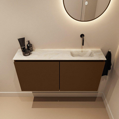 MONDIAZ TURE-DLUX 100cm toiletmeubel Rust. EDEN wastafel Ostra positie rechts. Zonder kraangat.