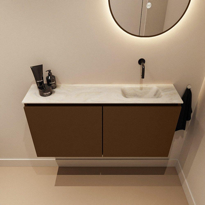 MONDIAZ TURE-DLUX Meuble toilette - 100cm - Rust - EDEN - vasque Ostra - position droite - sans trou de robinet