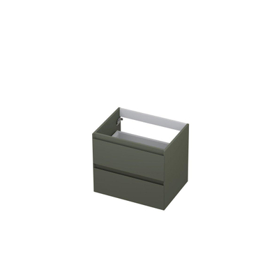 INK Wastafelonderkast - 60x45x52cm - 2 lades - greeploos - MDF lak - Mat beton groen