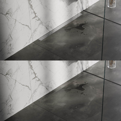 Brauer Caniveau de douche - 100x7.5cm - bride murale - grille à carreler réversible - inox - inox - inox brossé