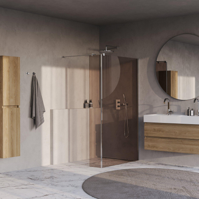 BRAUER Oblivion Inloopdouche - 120x200cm - 30 cm zijwand - glascoating - brons glas - Chroom