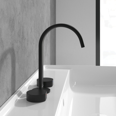 Villeroy & Boch Dawn wastafeluitloop set - zonder pop up afvoergarnituur - mat zwart