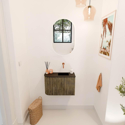 Mondiaz JOYA 61.6cm toiletmeubel - ronding links kleur Dusk - Wastafel FAYE positie Rechts Zonder kraangat kleur Urban.