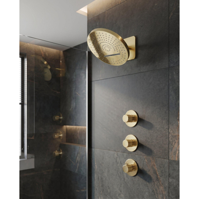 Uniforma inbouw regendouche – thermostatisch – Ø32 cm hoofddouche met waterval – zonder handdouche – geborsteld goud
