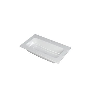 INK Faktor Lavabo à encastrer 80x1.5x45cm 1 trou de robinet vasque polystone Blanc brillant