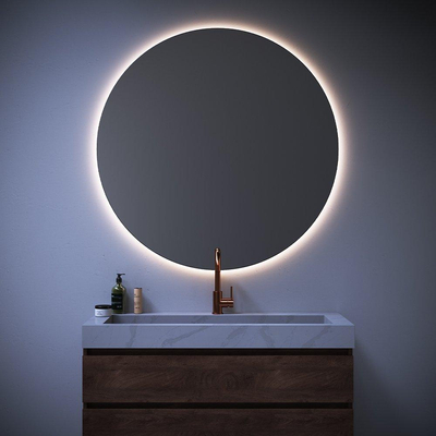 Saniclass Eclipse Spiegel - 120x120x3.5cm - verlichting - geborsteld Aluminium